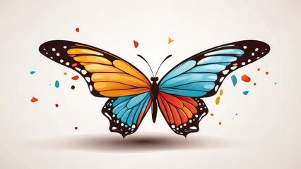 set of colorful butterflies on white background