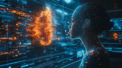 Poster - AI technology integration, modern design, futuristic setting, advanced machine learning, high-tech workspace, digital interaction, 3D rendering