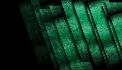 Wall Mural - Green and black glossy stripes grunge geometric abstract background. Vector design