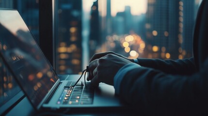 Wall Mural - Working Late in the City: A Silhouette of Focus