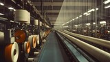 High Speed Textile Factory with Automated Knitting Machines and Yarn Spools