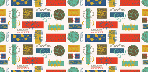 Wall Mural - seamless repeating pattern with geometric and abstract shapes. vector illustration