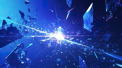 shattered blue crystal with a glowing center