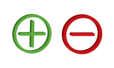 Aufkleber - plus- minus icon. subtract and add icon in color for web site and mobile app vector.