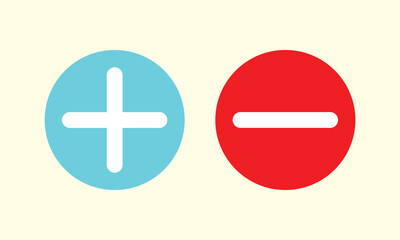 Aufkleber - red ang green round plus and minus icons set with different thicknesses. add and subtract icon set f