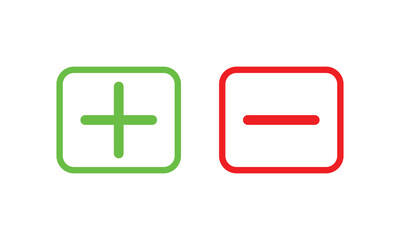 Aufkleber - plus and minus icons set in green and red color. calculator icon, you can use for commercial.