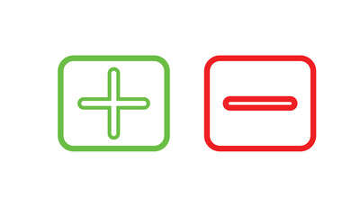 Aufkleber - plus and minus icons set in green and red color. calculator icon, you can use for commercial.