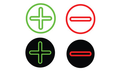 Aufkleber - plus and minus icons set in green and red color. calculator icon, you can use for commercial.