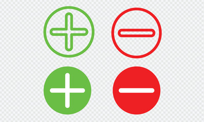 Aufkleber - plus and minus icons set in green and red color. calculator icon, you can use for commercial.