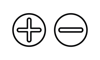 Aufkleber - set of plus and minus symbols in circular and square shapes, positive and negative signs, vector bla