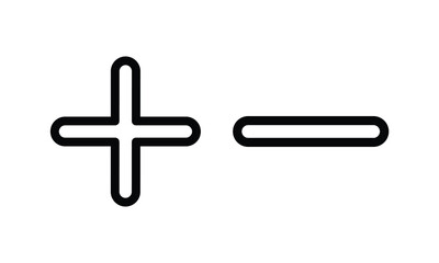 Aufkleber - set of plus and minus symbols in circular and square shapes, positive and negative signs, vector bla