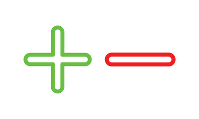 Aufkleber - set of plus and minus symbols in circular and square shapes, positive and negative signs, vector bla