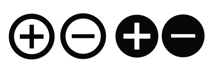 Aufkleber - round plus and minus icons set with different thicknesses. vector.