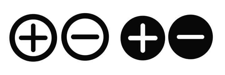 Aufkleber - round plus and minus icons set with different thicknesses. vector.