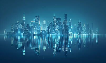 Wall Mural - blue city skyline