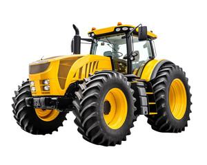 A vibrant yellow tractor showcasing modern design, ideal for farming and agricultural operations in rural landscapes.