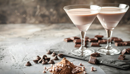 Wall Mural - Chocolate martini cocktail made from chocolate, cream and vodka