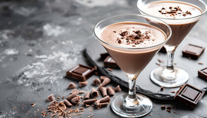 Wall Mural - Chocolate martini cocktail made from chocolate, cream and vodka