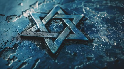 Poster - close-up of hanukkah Star of David on textured surface