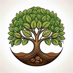 Wall Mural - tree where a coffee bean grows vector logo