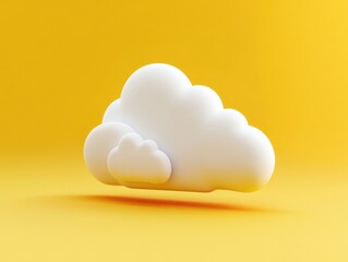 3D Rendered Cloud on Yellow Background