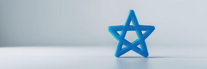 3d blue star shape stands out against white background copy space