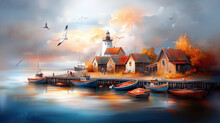 Rustic Harbor Autumn Art Free Stock Photo - Public Domain Pictures