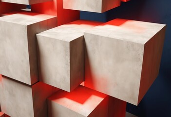 Poster - Concrete 3d cube wall as background or wallpaper. 3D rendering