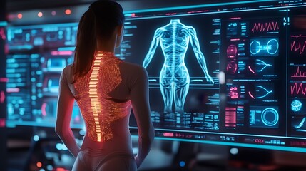 Poster - Digital interactive fitness center with AI-driven workouts and augmented reality health tracking 