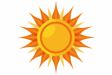 Wall Mural - Cartoon depiction of a bright yellow sun with orange rays