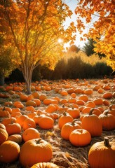 vibrant pumpkin patch showcasing bold autumn colors lively orange pumpkins amidst rich green foliage