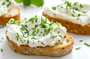 Sour cream and fresh herbs on bread