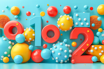 2021 date made of colorful candy on blue background