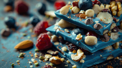 Blue Chocolate Bark With Nuts and Berries