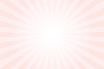 Poster - Pink background with white sun ray. Pattern of starburst. Abstract misty rose color texture with light of sunburst. Radial beam of sunlight. Retro background with flash. Design of sunbeams. Vector.	