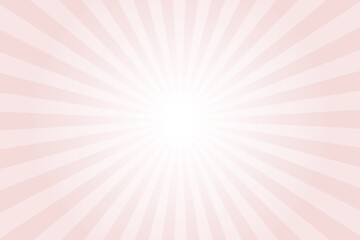Poster - Pink background with white sun ray. Pattern of starburst. Abstract oyster pink texture with light of sunburst. Radial beam of sunlight. Retro background with flash. Design of sunbeams. Vector.	