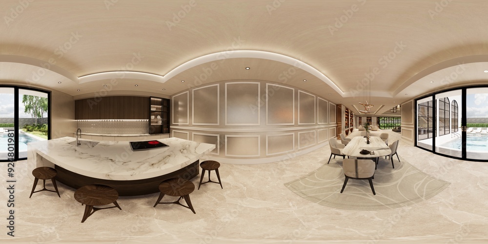 3d illustration spherical 360 vr degrees, a seamless panorama of the ...