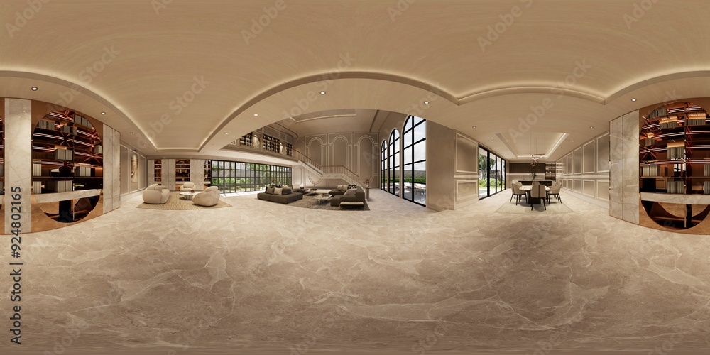 3d illustration spherical 360 vr degrees, a seamless panorama of the ...