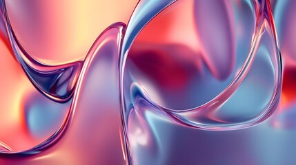 Wall Mural - 26. abstract 3d shapes with glowing edges and fluid gradients, displayed on a transparent canvas