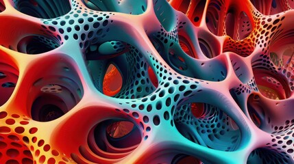 Poster - Abstract pattern featuring colorful interconnected shapes with a 3D effect, creating a vibrant and dynamic visual experience.