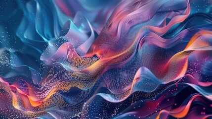 Poster - Abstract wave patterns in vibrant colors create a dynamic and immersive visual experience, perfect for modern art and design projects.