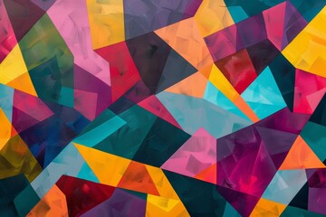 Leinwandbilder - painting of colorful triangles and triangles, An abstract geometric pattern with vibrant colors