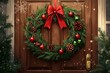 © Jennie Pavl - A beautifully crafted wreath adorns the front door, spreading holiday cheer. The combination of evergreen branches, pinecones, and shiny red bells creates a warm and inviting atmosphere.