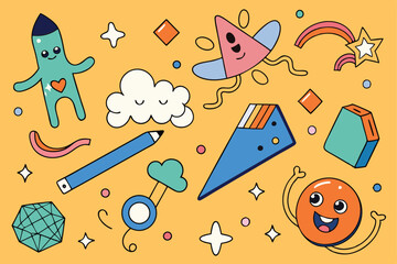 Wall Mural - vector illustration of a colorful cute hand-drawn doodle