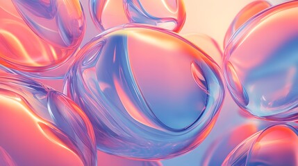Wall Mural - 81. Floating, radiant shapes with smooth gradients and a high-tech, clear backdrop