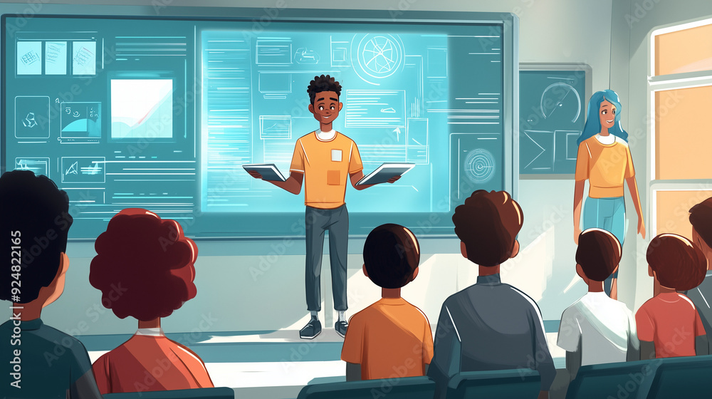 Futuristic AI-Enhanced Smart Classroom with Interactive Learning Tools ...