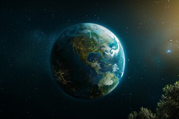 Aufkleber - planet in the sky with clouds, terraforming project transforming barren planet into habitable one