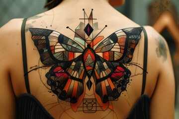 Aufkleber - Butterfly with geometric wings Butterfly wings with geometric patterns