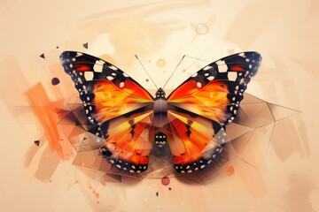 Aufkleber - Butterfly with geometric wings Butterfly wings with geometric patterns