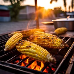 Poster - grilled corn on the grill